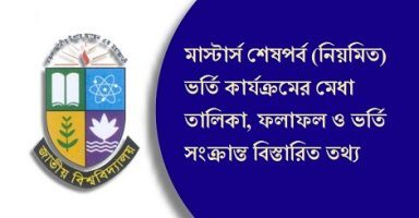 Masters Admission Result 2017