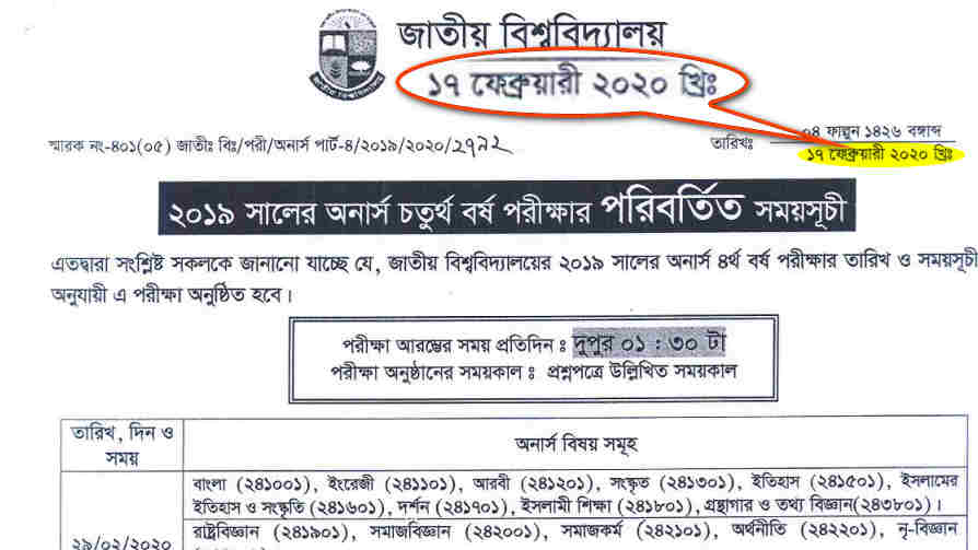Honours 4th Year Routine 2020