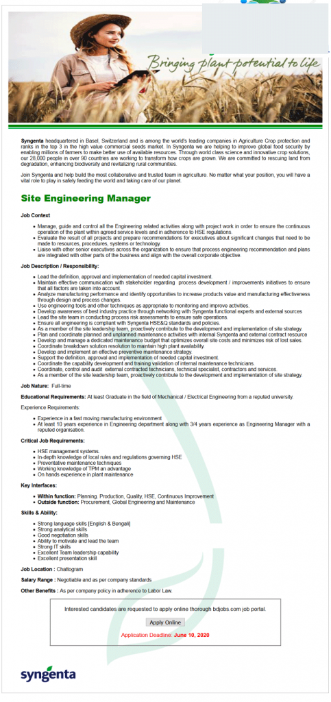 Syngenta Job Circular