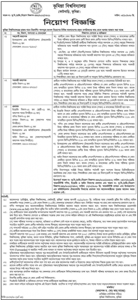 Comilla University Job Circular 